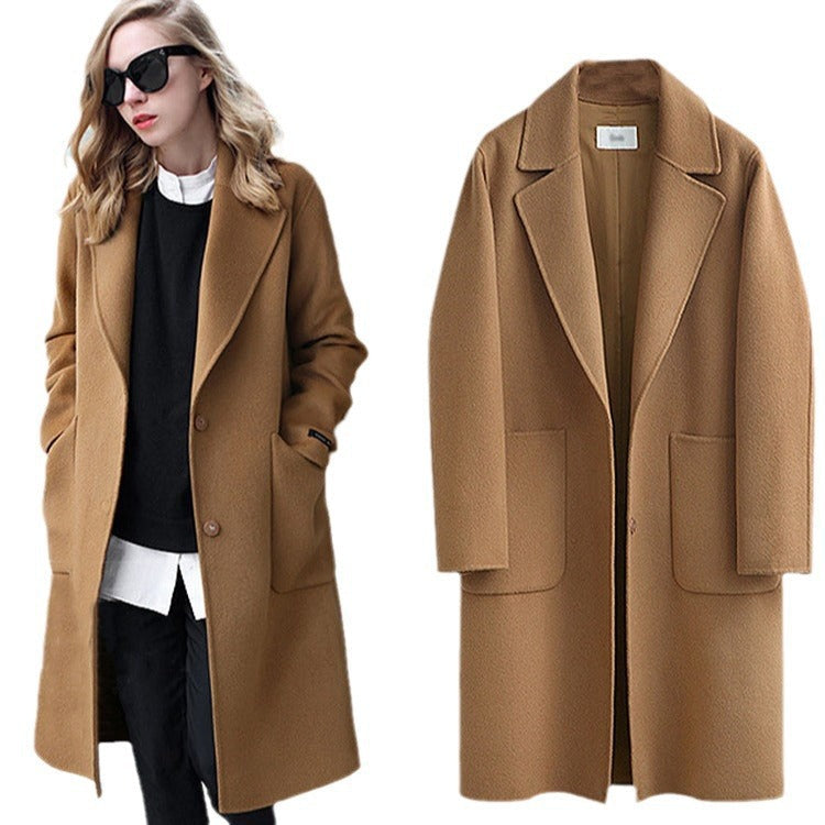 Long, loose-fitting ladies’ coat with pockets and a notched collar - J&B; - 4 - London-stylehouse.com