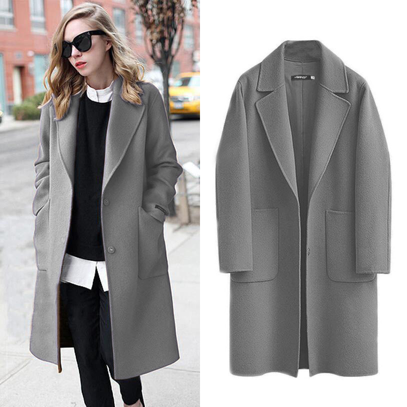 Long, loose-fitting ladies’ coat with pockets and a notched collar - J&B; - 5 - London-stylehouse.com