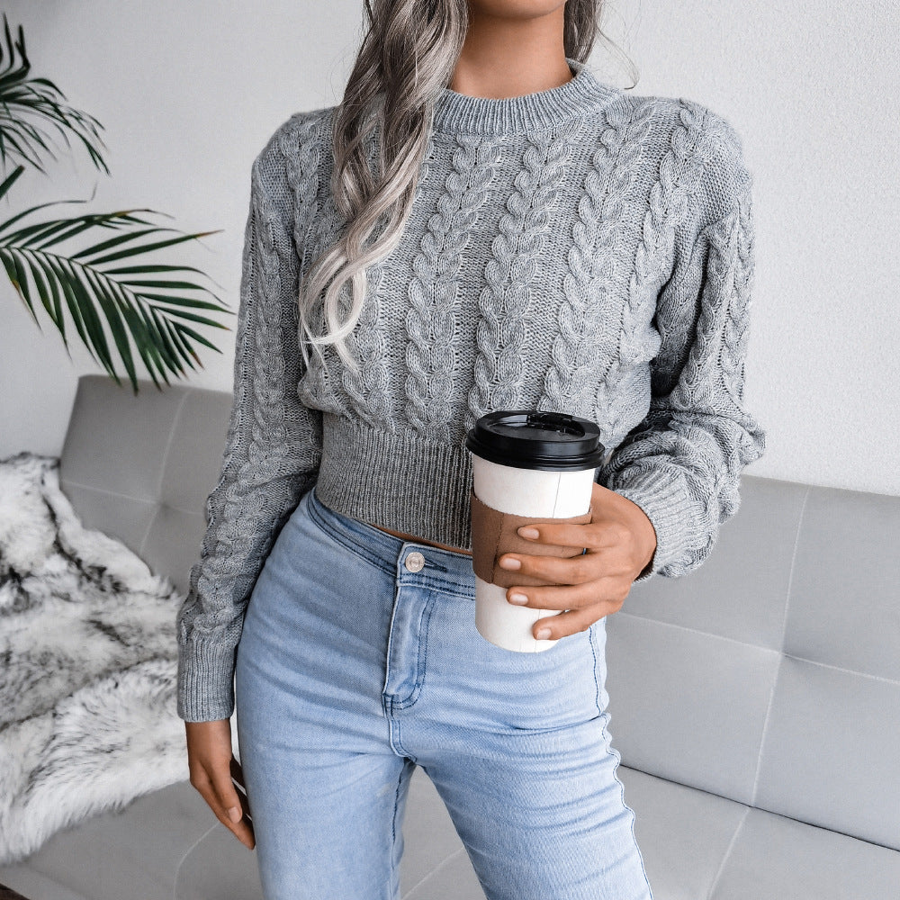 Cropped knitted jumper for women – Slim fit with ribbed hem - J&B; - 1 - London-stylehouse.com