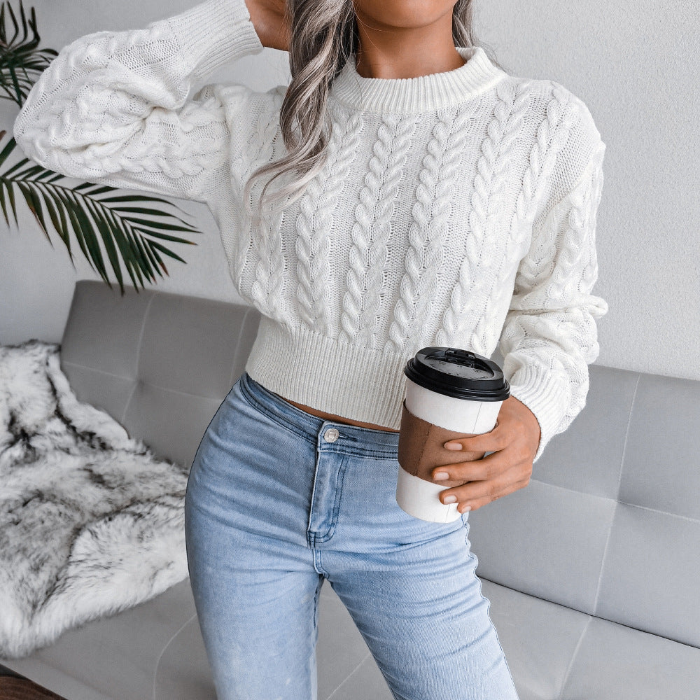 Cropped knitted jumper for women – Slim fit with ribbed hem - J&B; - 3 - London-stylehouse.com