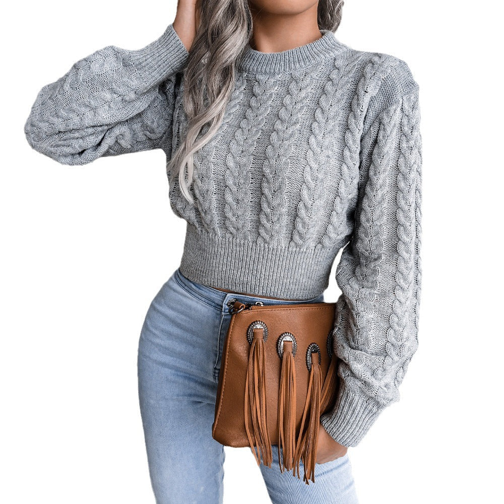 Cropped knitted jumper for women – Slim fit with ribbed hem - J&B; - 4 - London-stylehouse.com