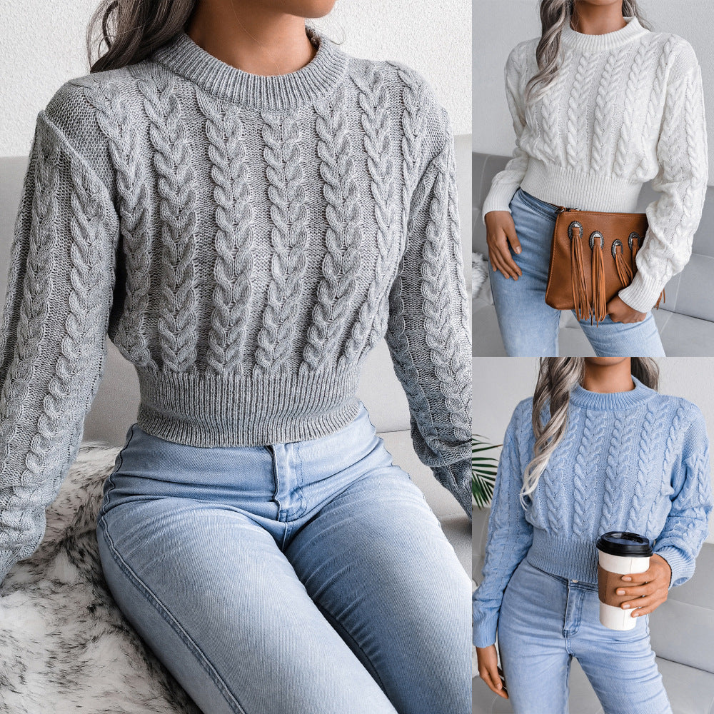 Cropped knitted jumper for women – Slim fit with ribbed hem - J&B; - 5 - London-stylehouse.com