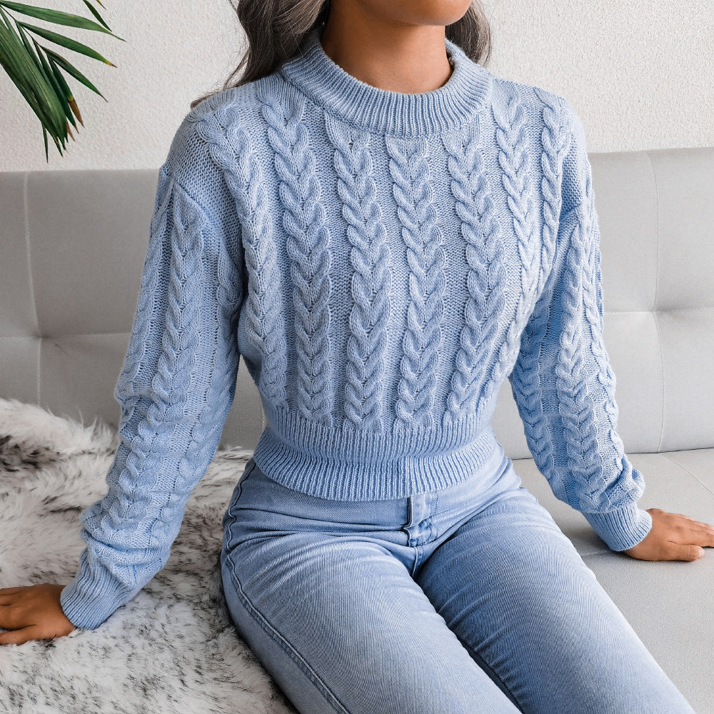 Cropped knitted jumper for women – Slim fit with ribbed hem - J&B; - 8 - London-stylehouse.com