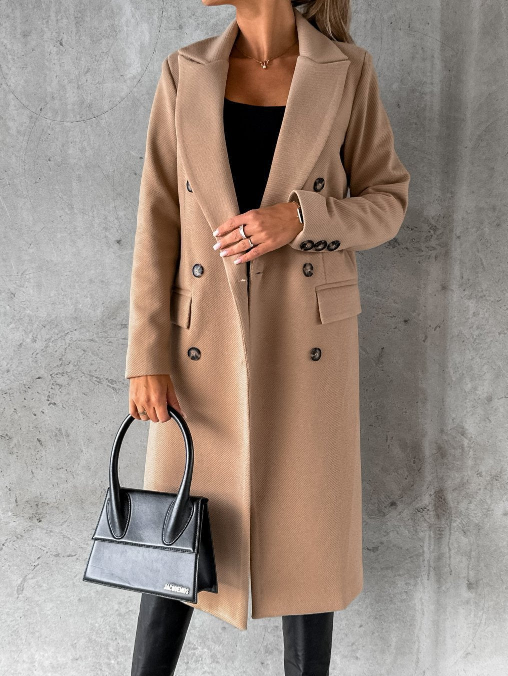 Double-breasted ladies’ coat with pockets and an elegant cut - J&B; - 2 - London-stylehouse.com