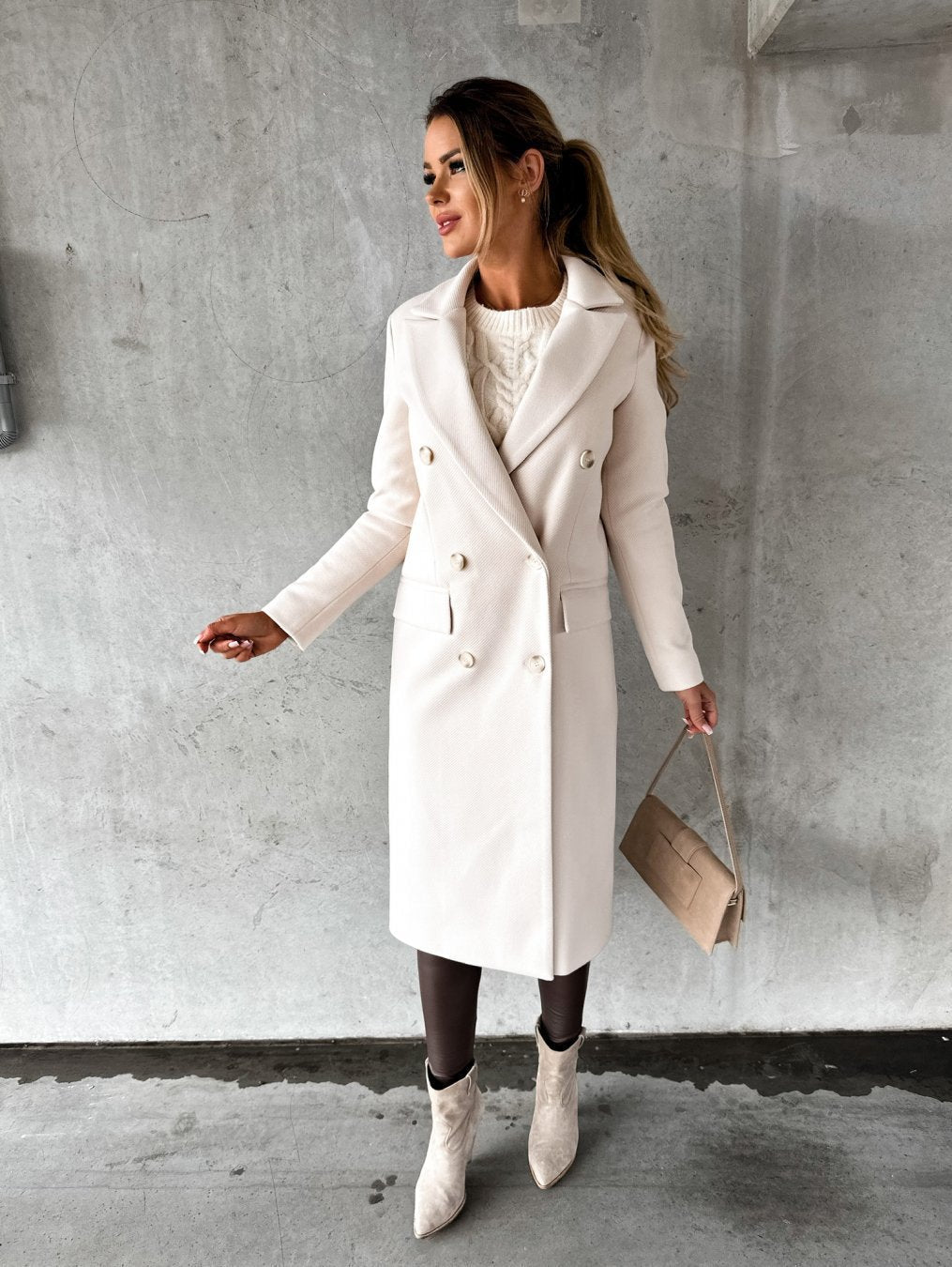 Double-breasted ladies’ coat with pockets and an elegant cut - J&B; - 5 - London-stylehouse.com