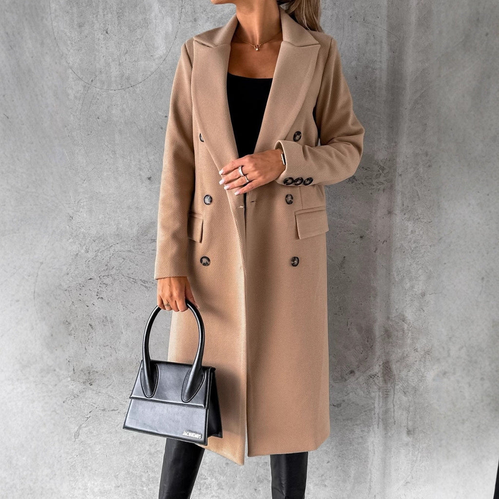 Double-breasted ladies’ coat with pockets and an elegant cut - J&B; - 8 - London-stylehouse.com