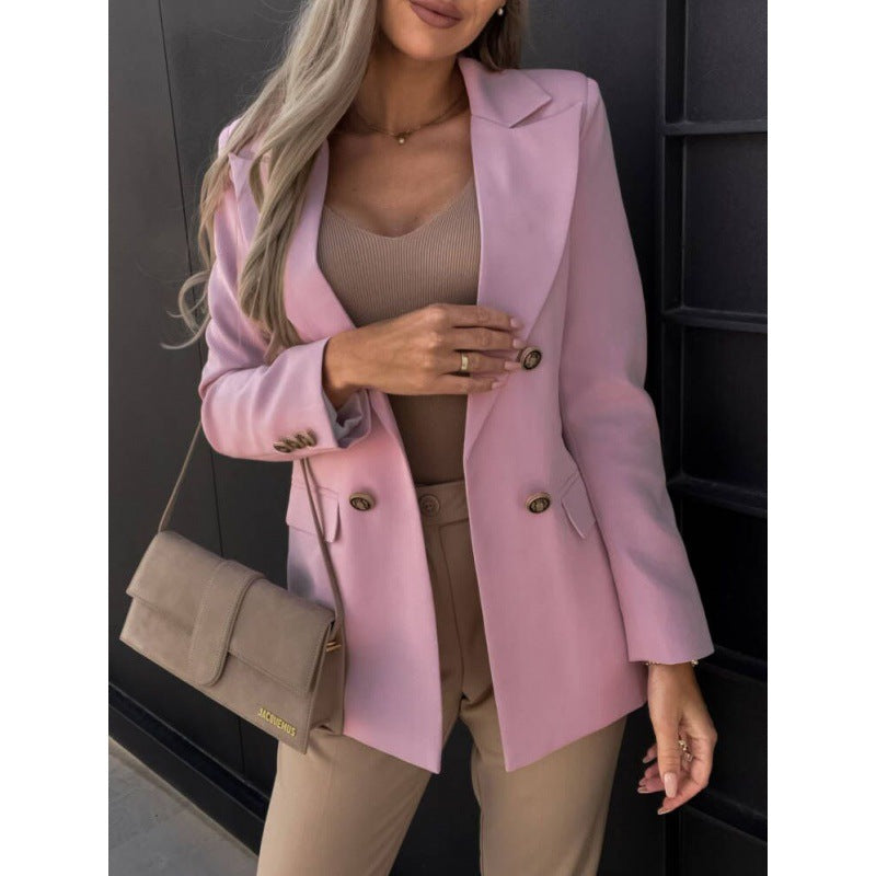 Double-breasted ladies’ blazer in light blue with an elegant cut - J&B; - 7 - London-stylehouse.com