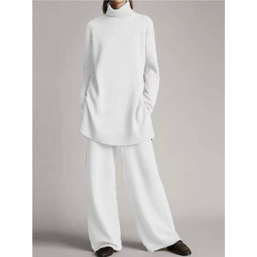 Casual two-piece women’s knitted set with a roll neck and a relaxed fit - J&B; - 4 - London-stylehouse.com
