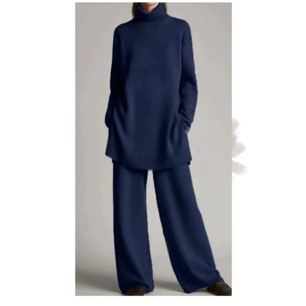 Casual two-piece women’s knitted set with a roll neck and a relaxed fit - J&B; - 6 - London-stylehouse.com