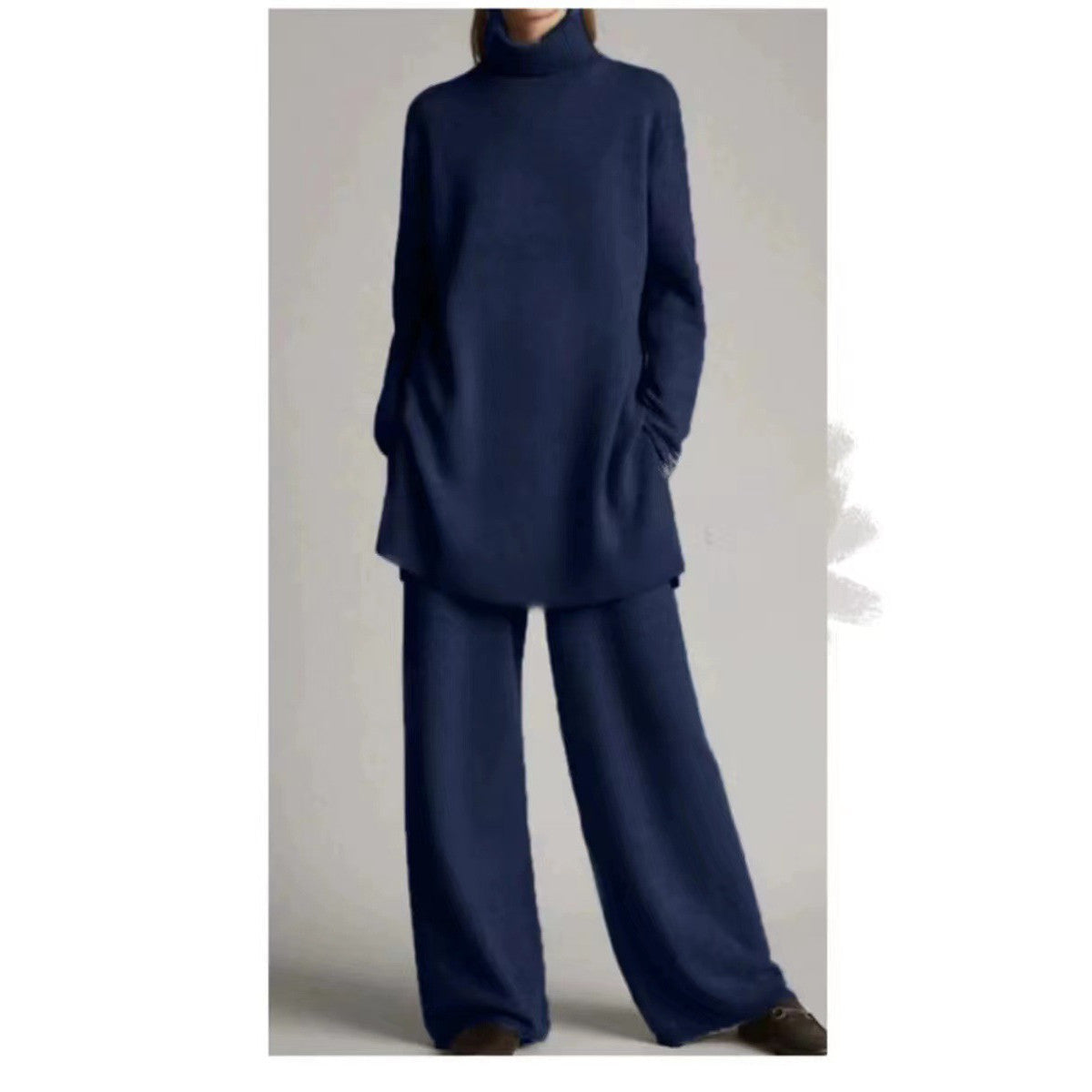 Casual two-piece women’s knitted set with a roll neck and a relaxed fit - J&B; - 6 - London-stylehouse.com