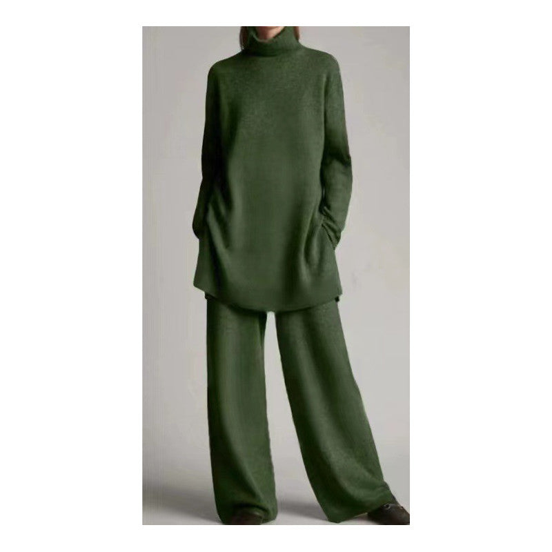 Casual two-piece women’s knitted set with a roll neck and a relaxed fit - J&B; - 8 - London-stylehouse.com