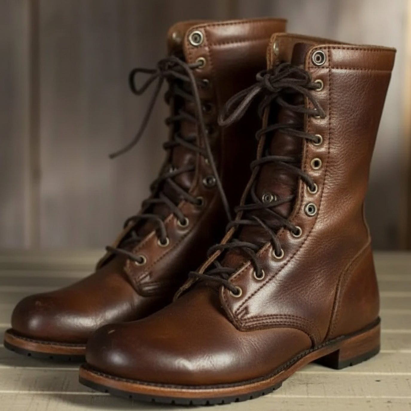 Women’s calf-high lace-up boots with a cosy fleece cuff - J&B; - 1 - London-stylehouse.com