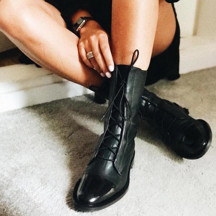 Lace-up ankle boots for women with a polished toe cap - J&B; - 2 - London-stylehouse.com