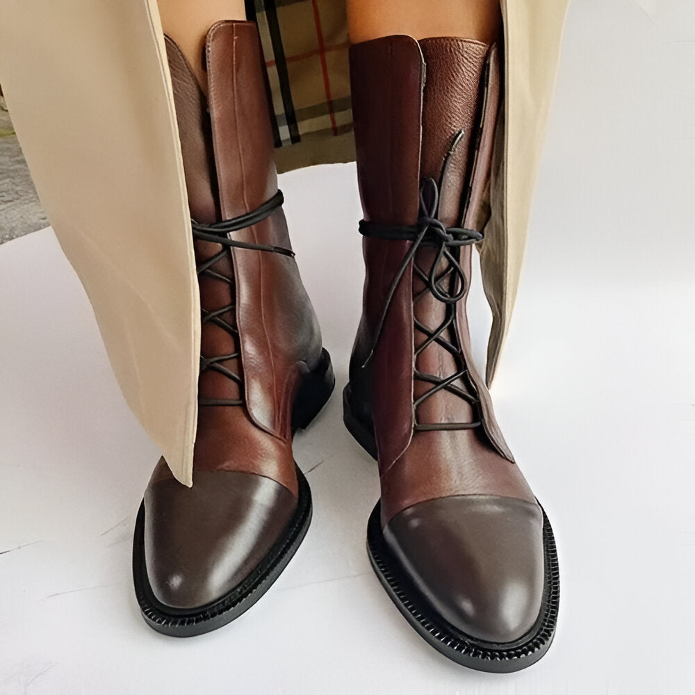 Lace-up ankle boots for women with a polished toe cap - J&B; - 3 - London-stylehouse.com