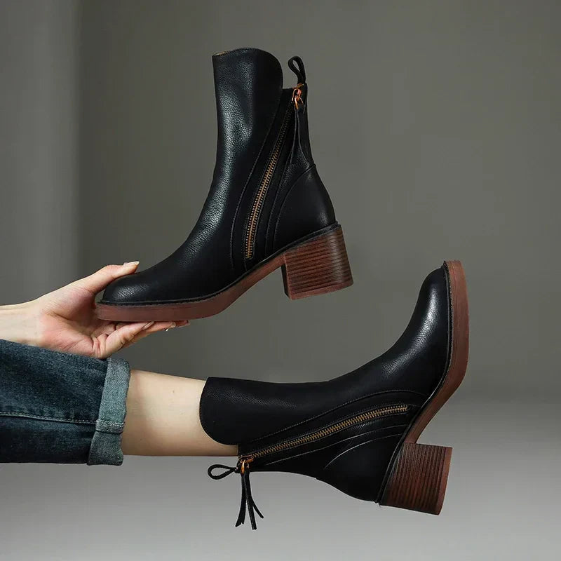 Women’s ankle boots with block heels and side zips - J&B; - 1 - London-stylehouse.com