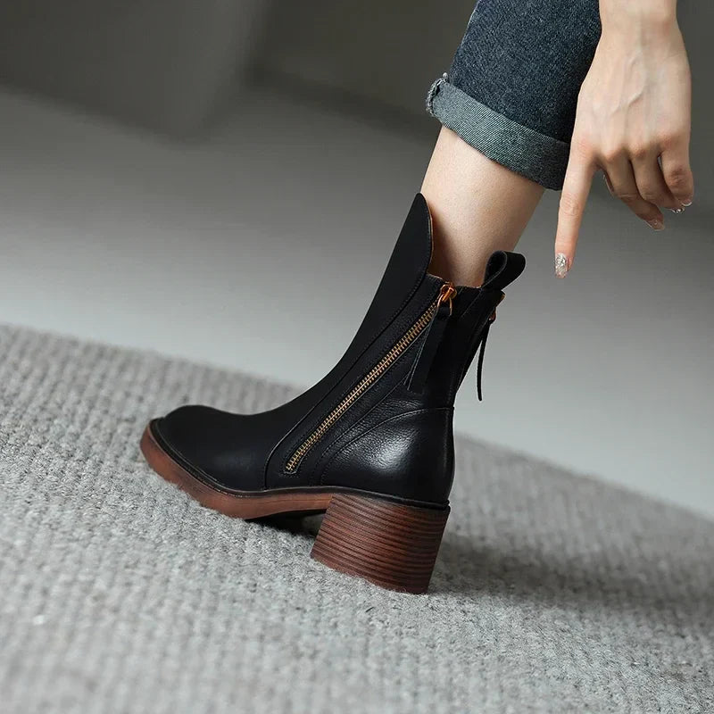 Women’s ankle boots with block heels and side zips - J&B; - 2 - London-stylehouse.com