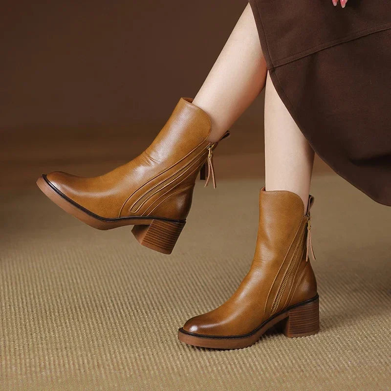 Women’s ankle boots with block heels and side zips - J&B; - 5 - London-stylehouse.com