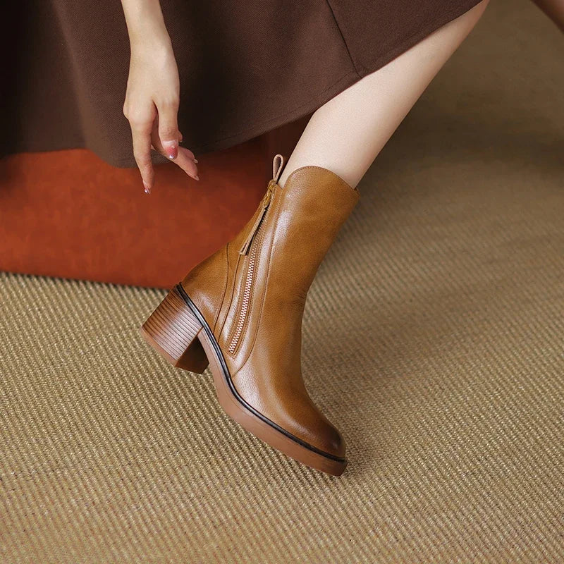 Women’s ankle boots with block heels and side zips - J&B; - 7 - London-stylehouse.com