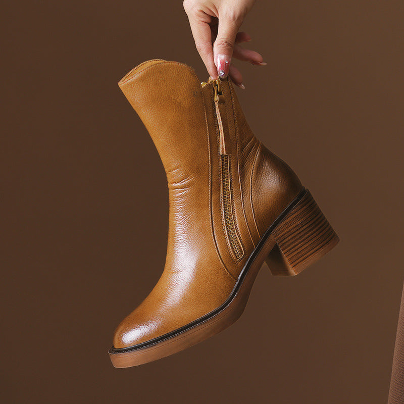 Women’s ankle boots with block heels and side zips - J&B; - 11 - London-stylehouse.com