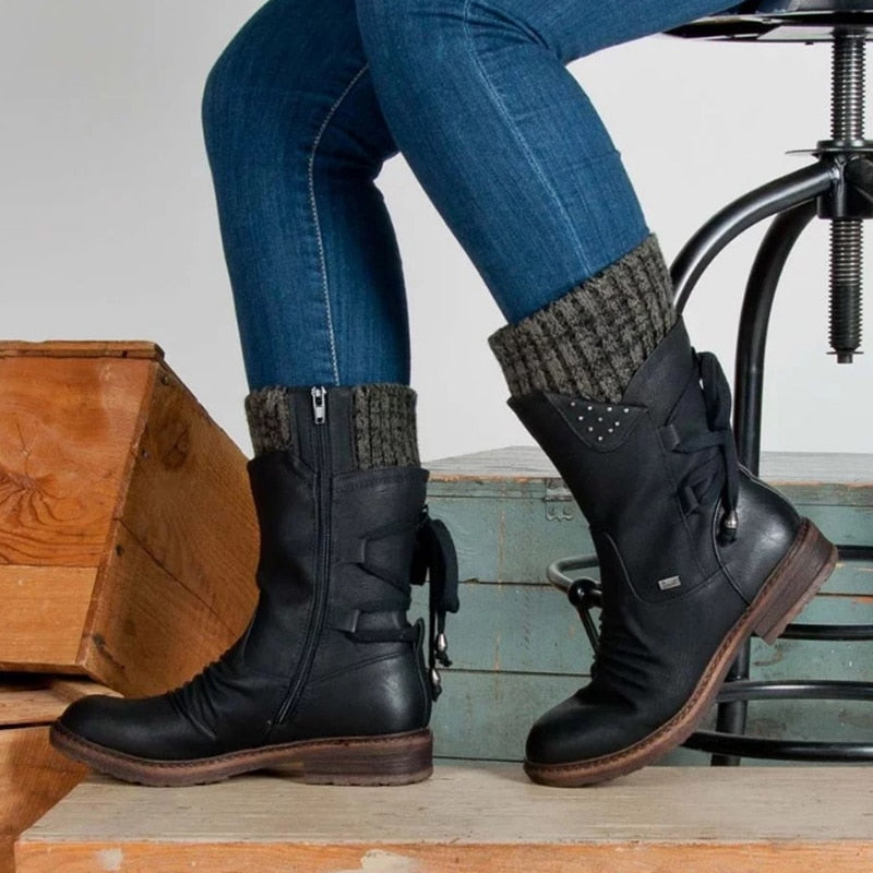 Stylish women’s ankle boots with a floral pattern and buckles - J&B; - 4 - London-stylehouse.com