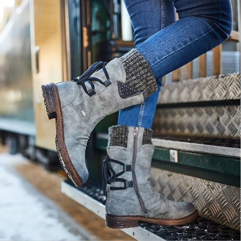 Stylish women’s ankle boots with a floral pattern and buckles - J&B; - 6 - London-stylehouse.com