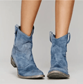 Women’s flat-heeled Western-style ankle boots – Versatile style - J&B; - 1 - London-stylehouse.com