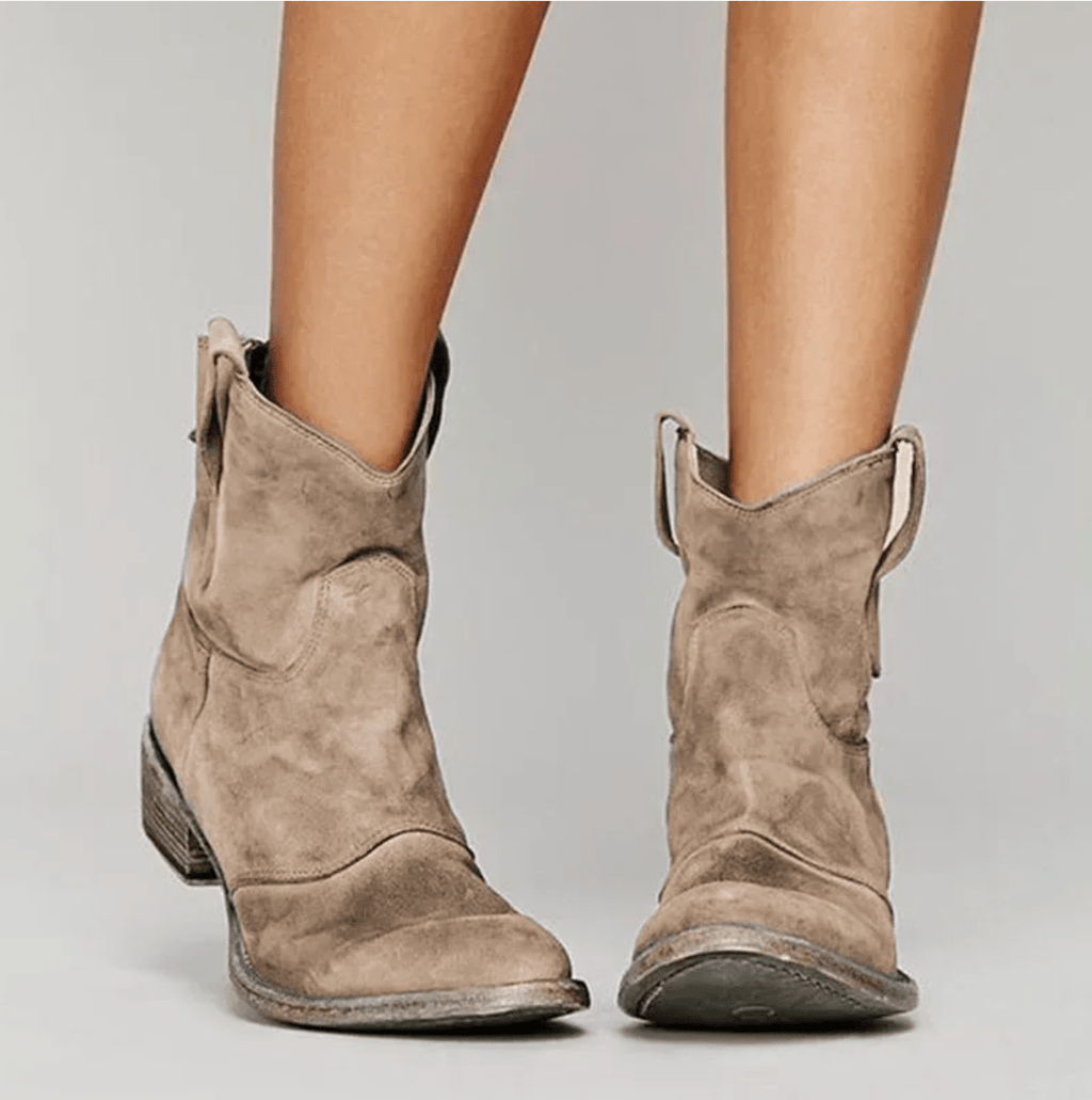 Women’s flat-heeled Western-style ankle boots – Versatile style - J&B; - 2 - London-stylehouse.com