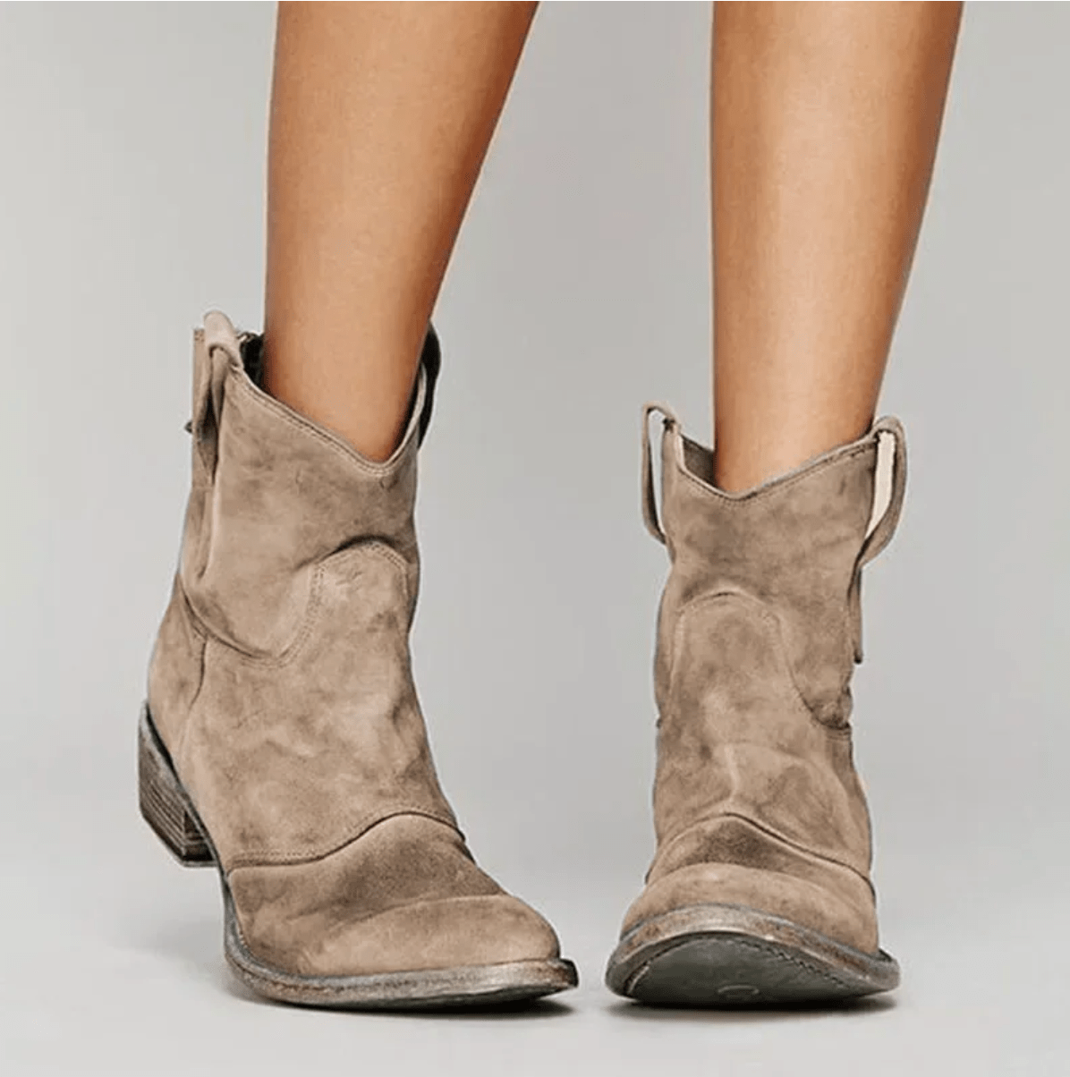 Women’s flat-heeled Western-style ankle boots – Versatile style - J&B; - 2 - London-stylehouse.com