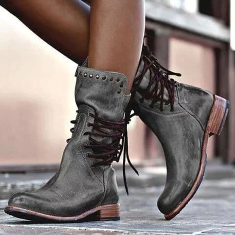 Lace-up boots for women – Vintage-style with a comfortable block heel - J&B; - 3 - London-stylehouse.com