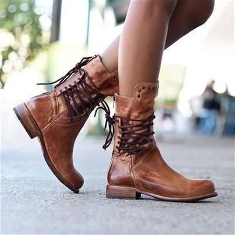 Lace-up boots for women – Vintage-style with a comfortable block heel - J&B; - 4 - London-stylehouse.com