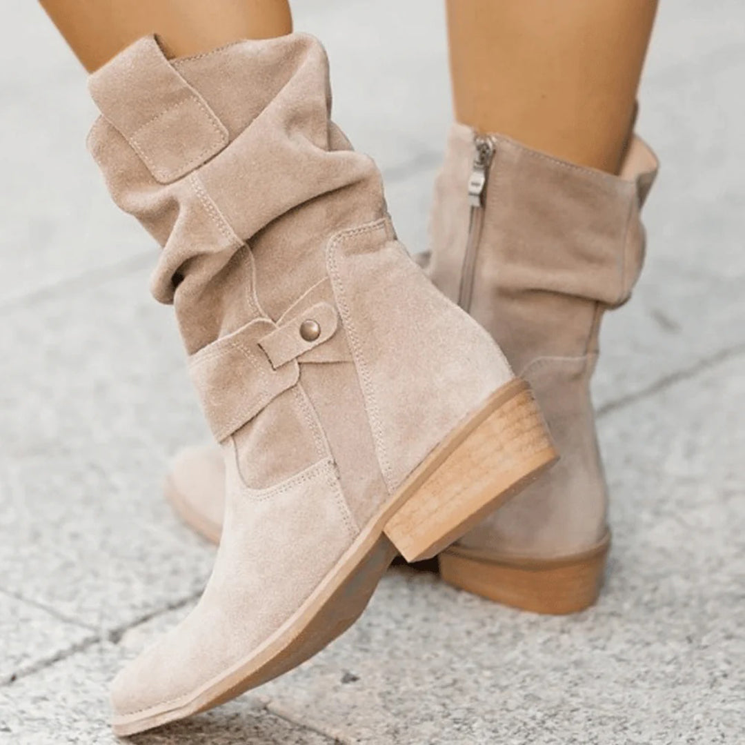 Stylish women’s slouch boots with block heels and adjustable straps - J&B; - 5 - London-stylehouse.com