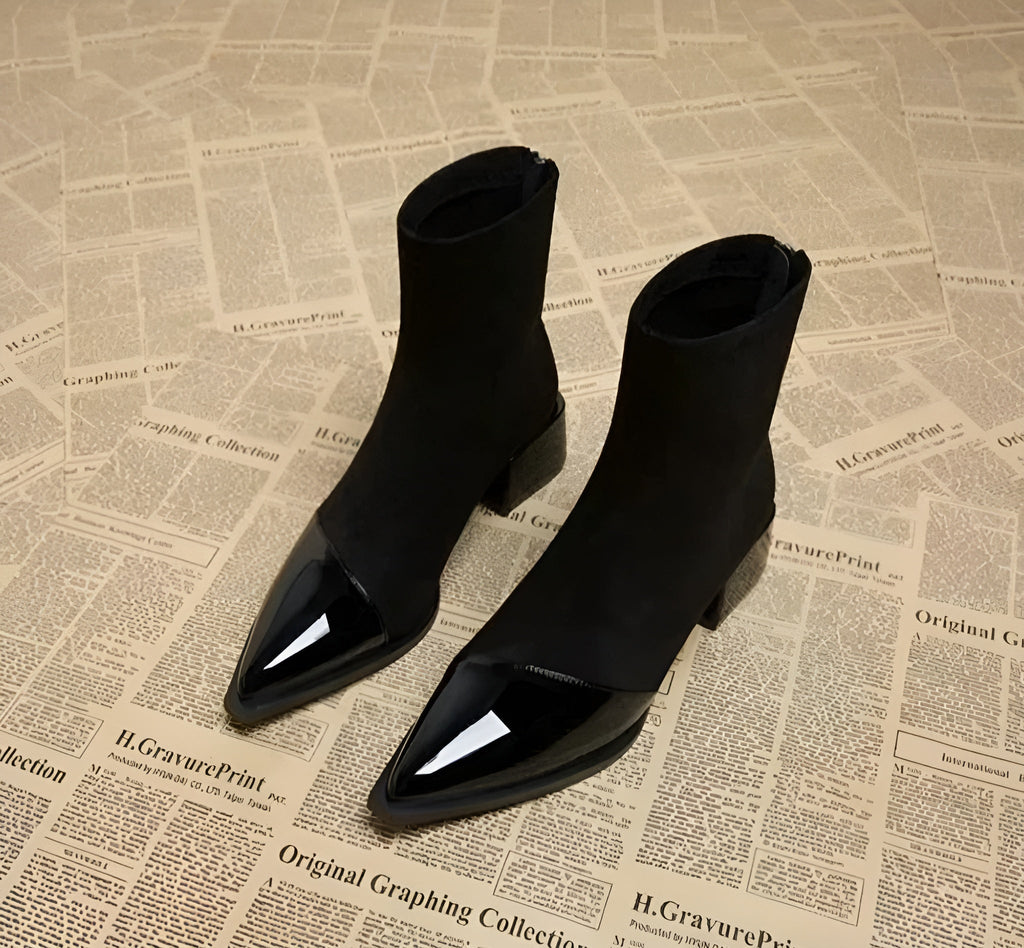 Women’s ankle boots with a block heel and a shiny toe - J&B; - 2 - London-stylehouse.com