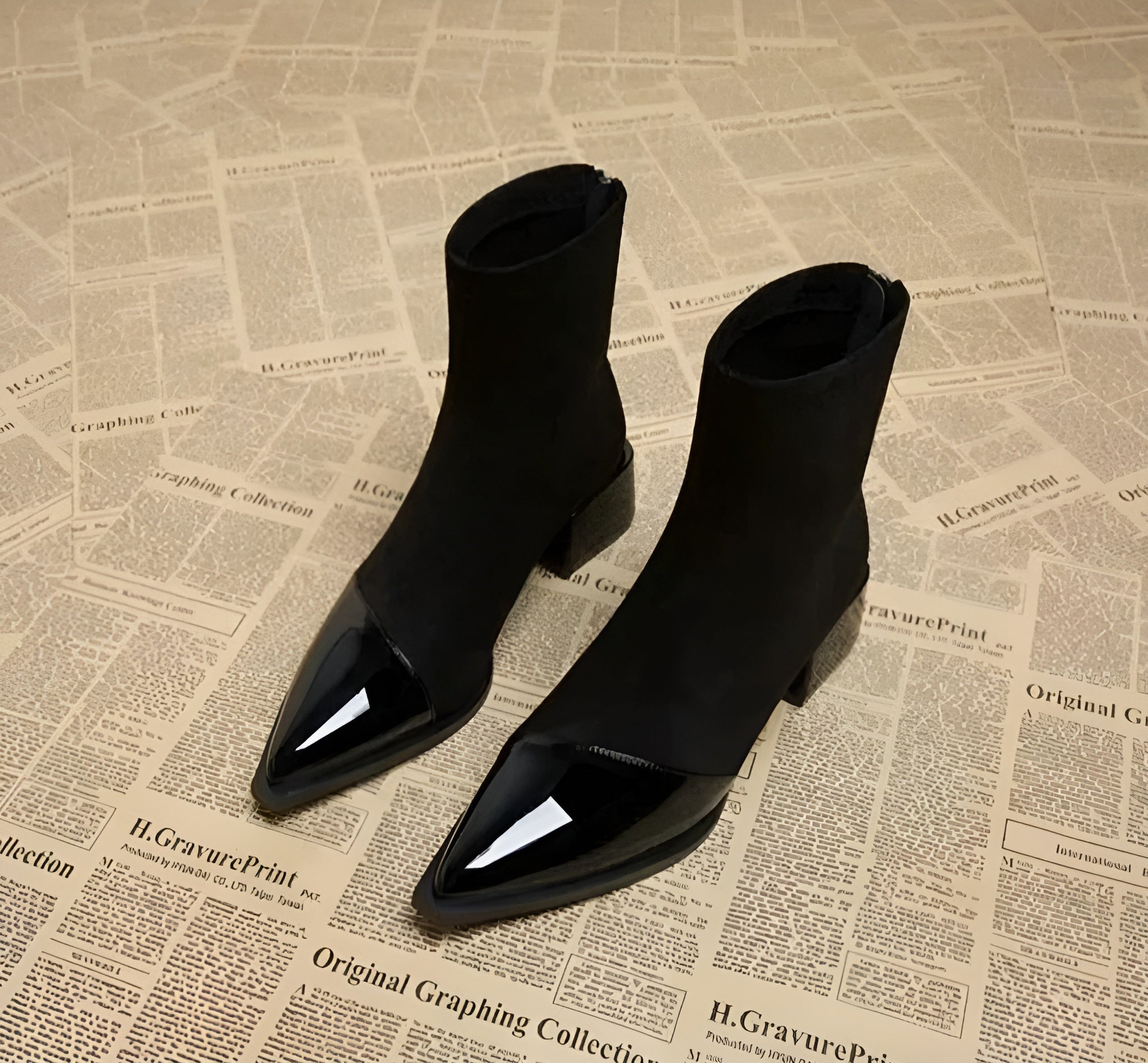 Women’s ankle boots with a block heel and a shiny toe - J&B; - 2 - London-stylehouse.com