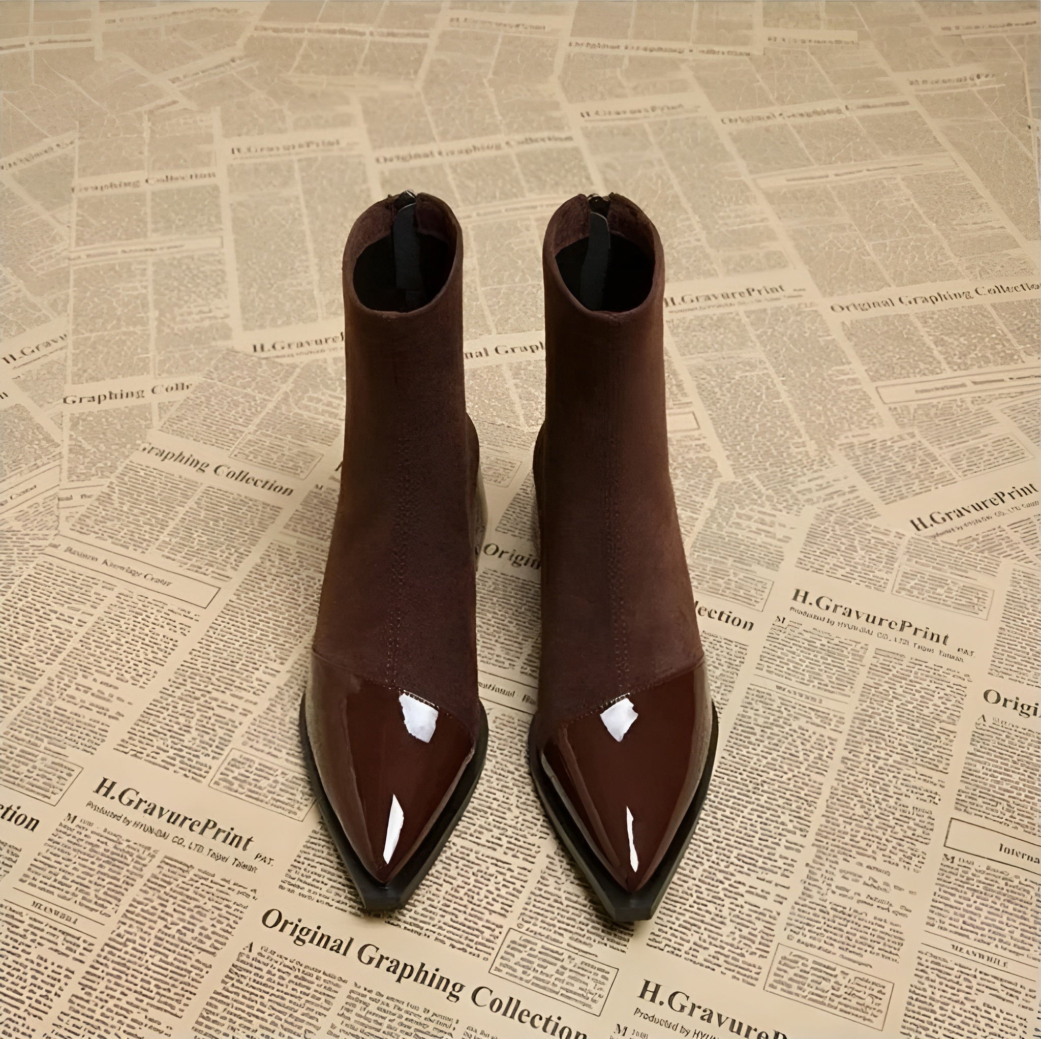 Women’s ankle boots with a block heel and a shiny toe - J&B; - 4 - London-stylehouse.com