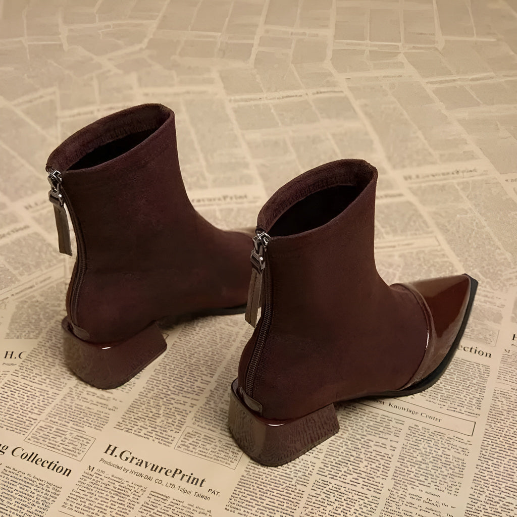 Women’s ankle boots with a block heel and a shiny toe - J&B; - 5 - London-stylehouse.com