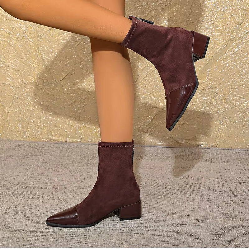 Women’s ankle boots with a block heel and a shiny toe - J&B; - 13 - London-stylehouse.com