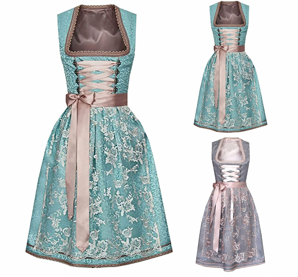 Women’s dirndls with lace trim and an elegant bow - J&B; - 3 - London-stylehouse.com