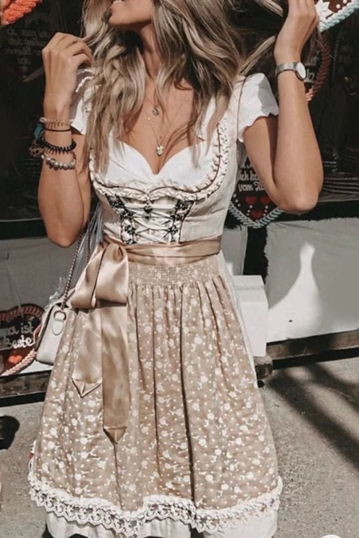 Women’s midi dirndl dress with an embroidered bodice and flared skirt - J&B; - 3 - London-stylehouse.com