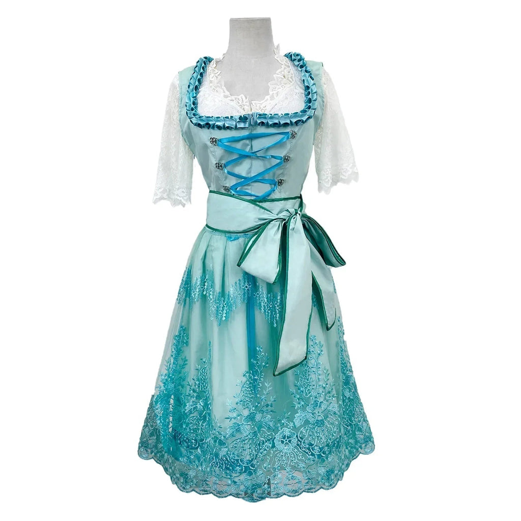 Women’s Oktoberfest dress with lace sleeves and a waist belt - J&B; - 2 - London-stylehouse.com