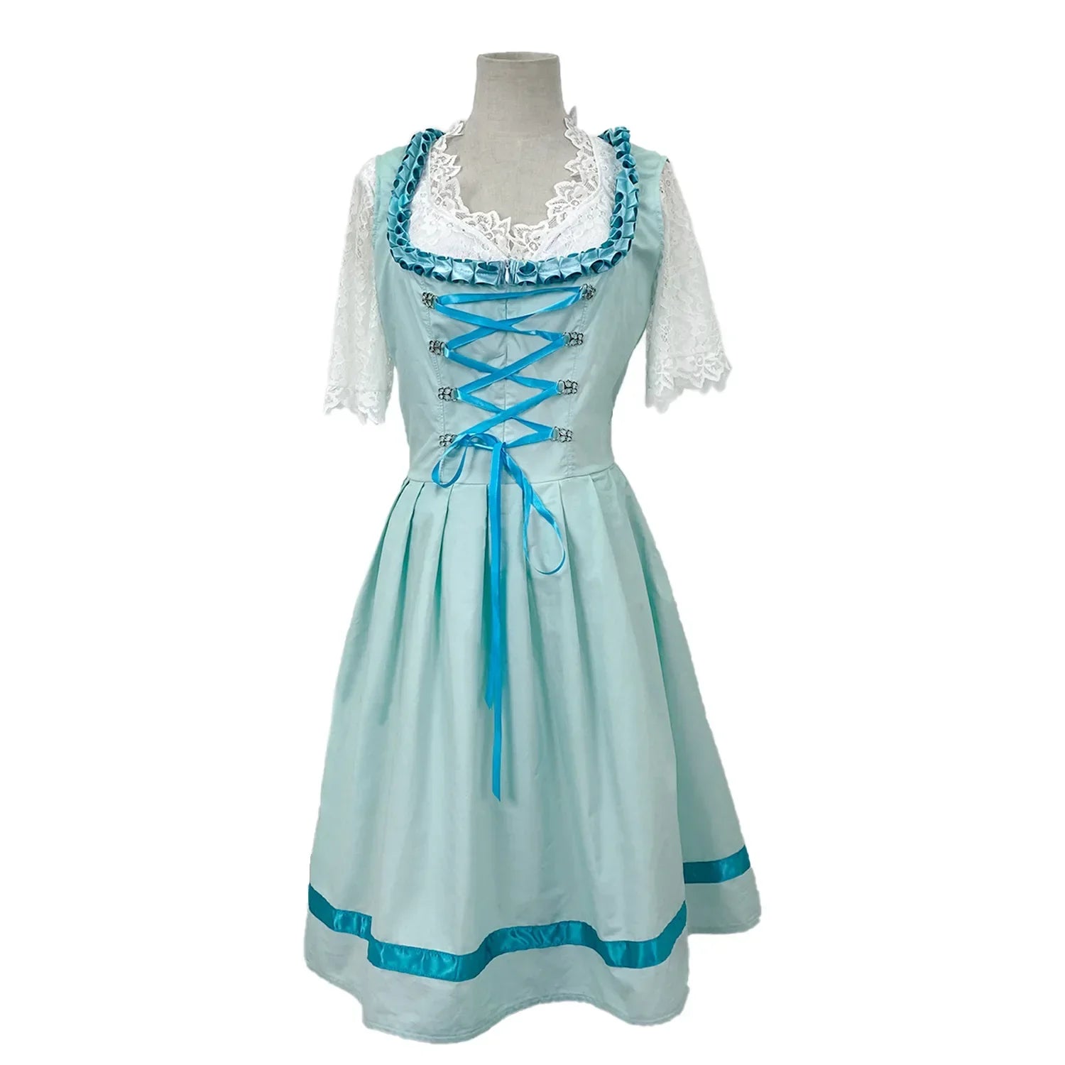 Women’s Oktoberfest dress with lace sleeves and a waist belt - J&B; - 3 - London-stylehouse.com