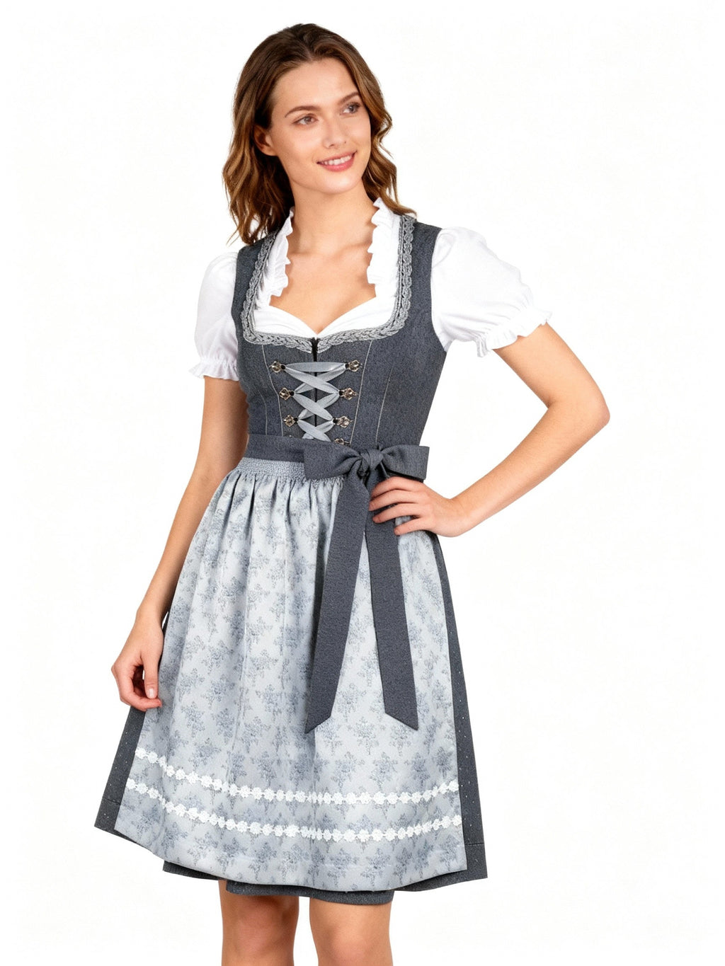 Women’s Dirndl – Elegant cut with a floral pattern and heart-shaped neckline - J&B; - 1 - London-stylehouse.com