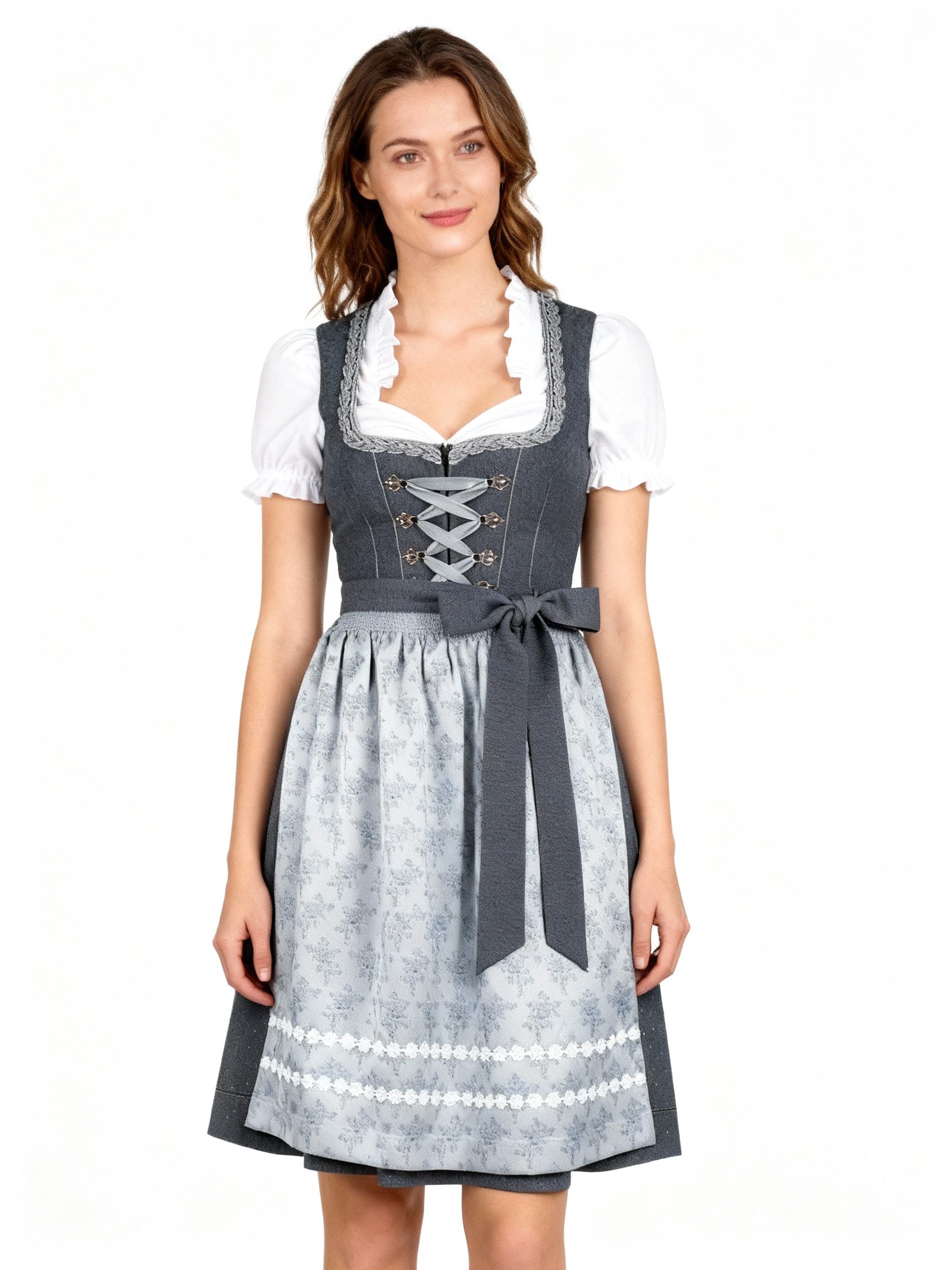 Women’s Dirndl – Elegant cut with a floral pattern and heart-shaped neckline - J&B; - 2 - London-stylehouse.com