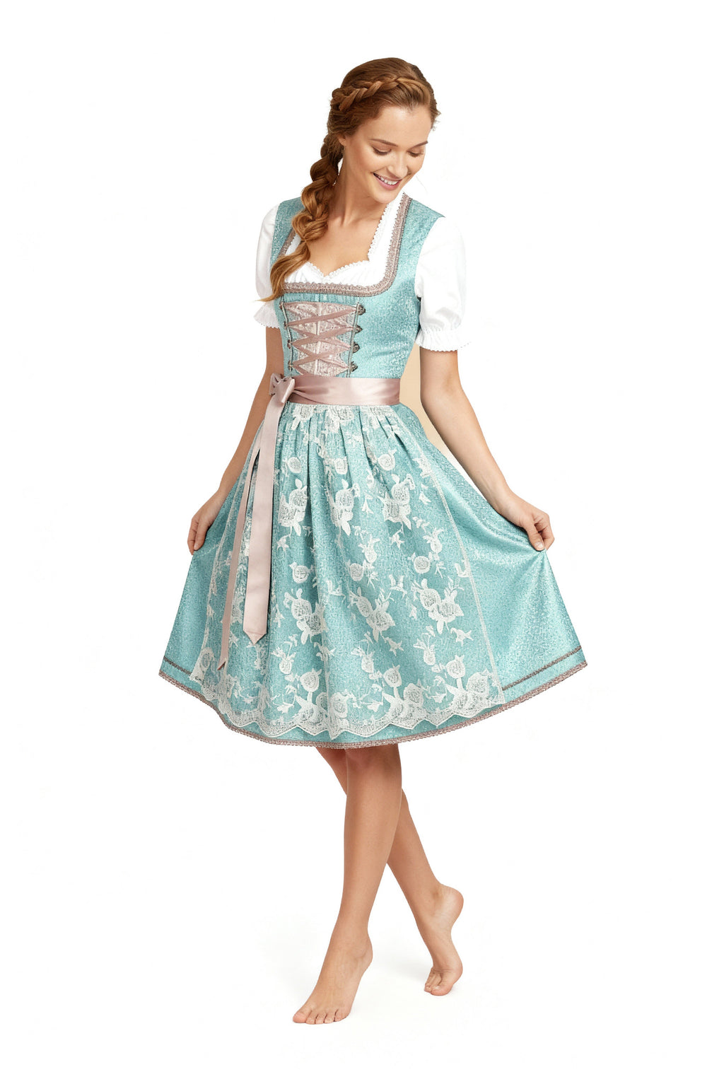 Women’s dirndls in a classic cut with a sweetheart neckline and elegant embroidery - J&B; - 4 - London-stylehouse.com
