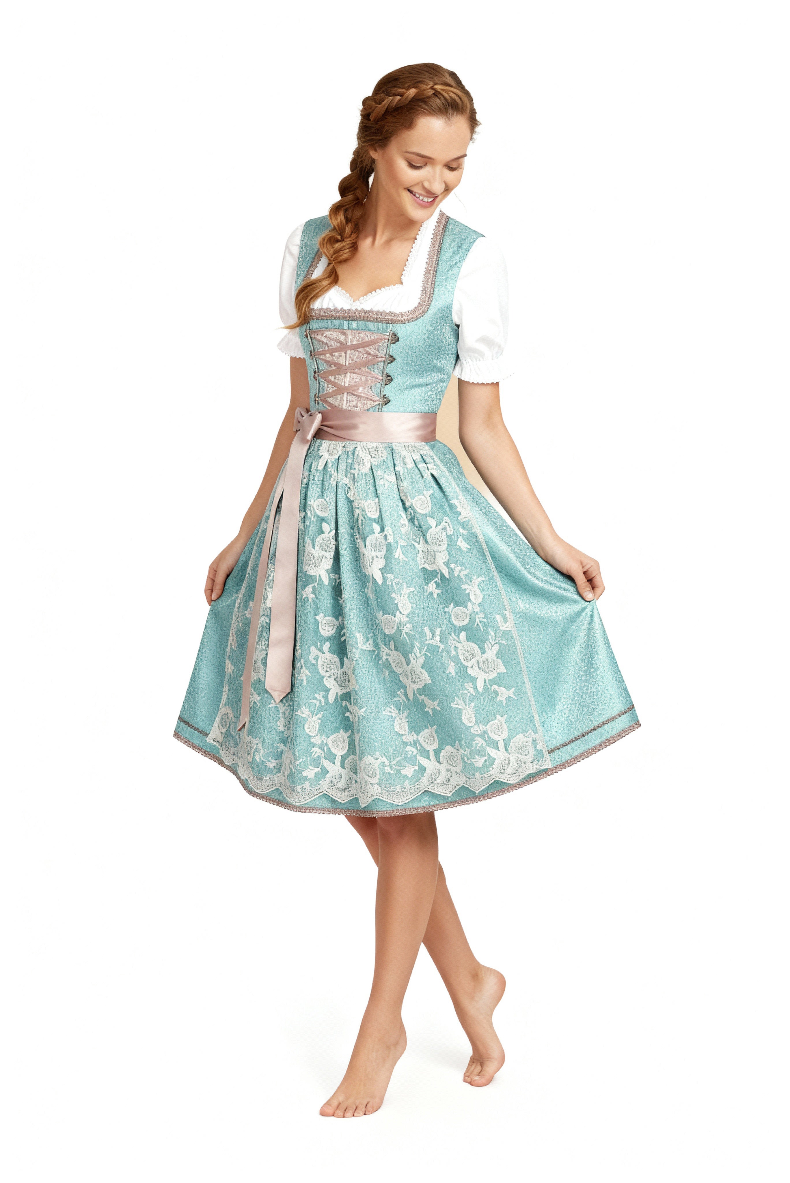 Women’s dirndls in a classic cut with a sweetheart neckline and elegant embroidery - J&B; - 4 - London-stylehouse.com