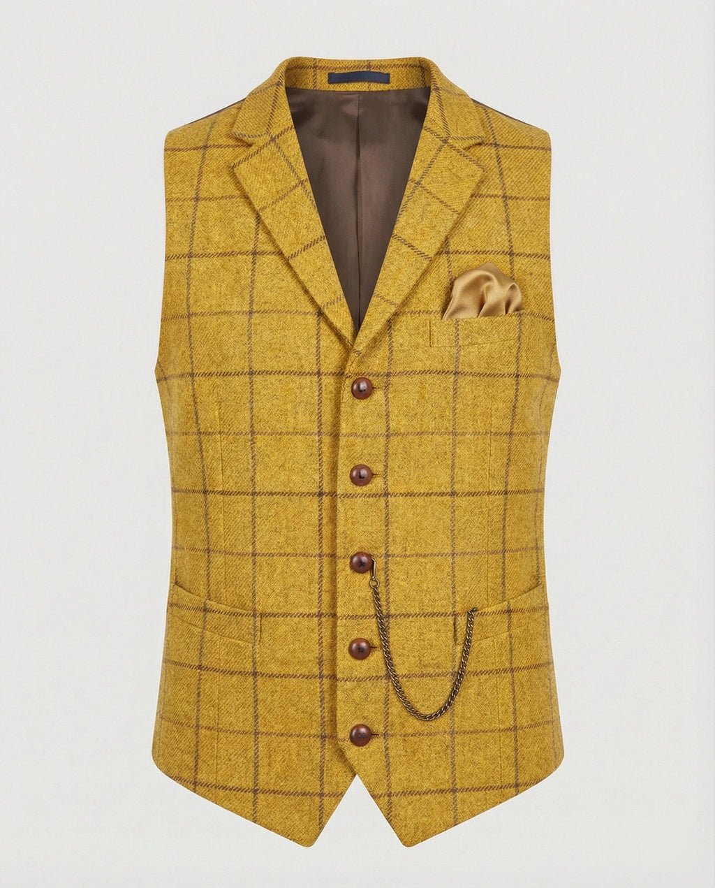 Stylish men’s waistcoat with a herringbone pattern and chain - J&B; - 6 - London-stylehouse.com