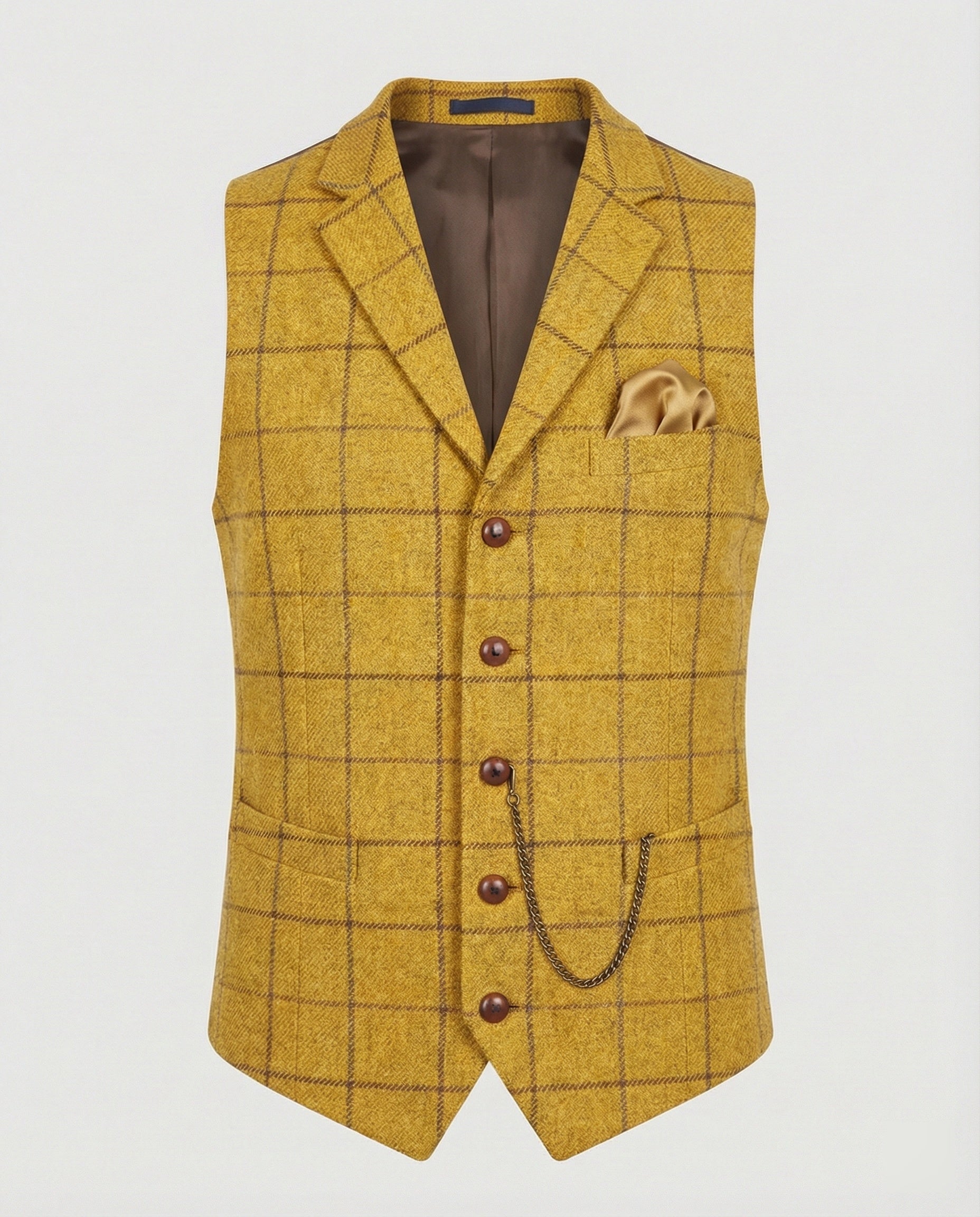 Stylish men’s waistcoat with a herringbone pattern and chain - J&B; - 6 - London-stylehouse.com
