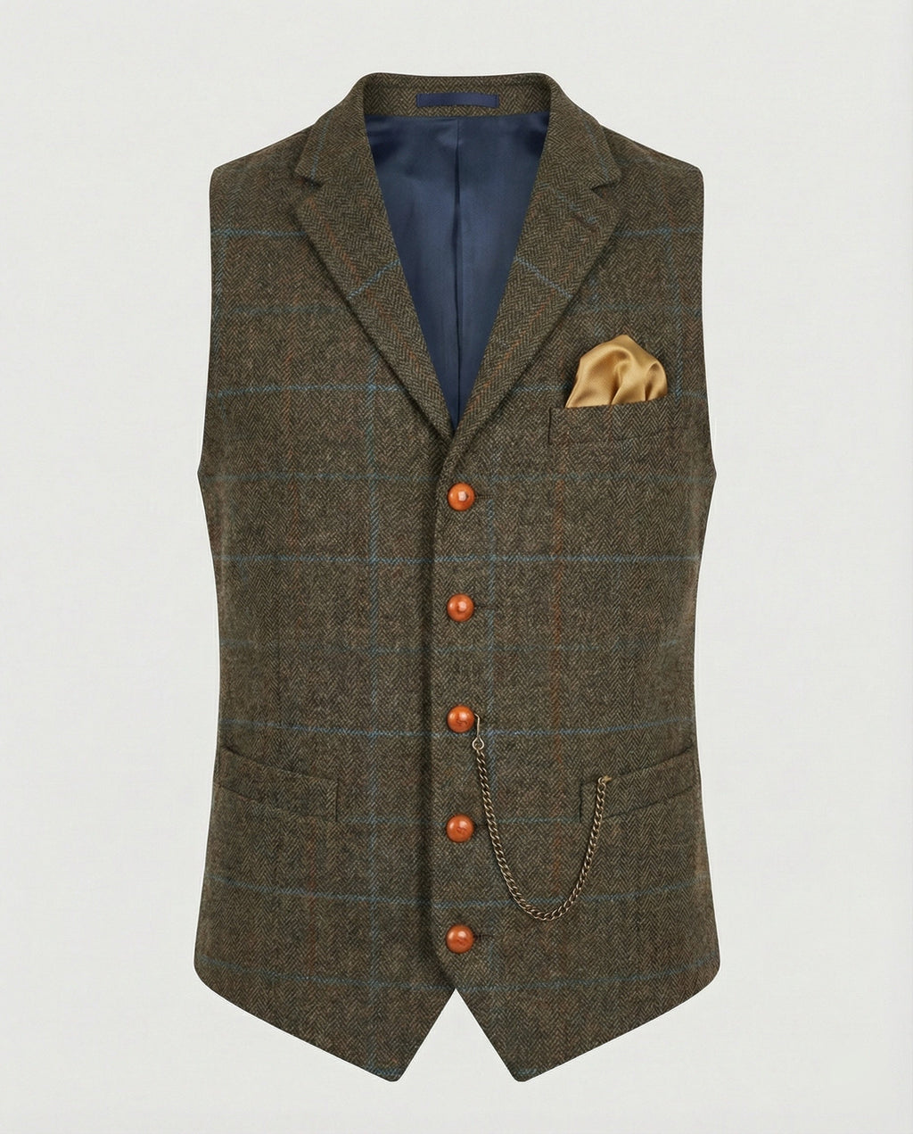Stylish men’s waistcoat with a herringbone pattern and chain - J&B; - 8 - London-stylehouse.com