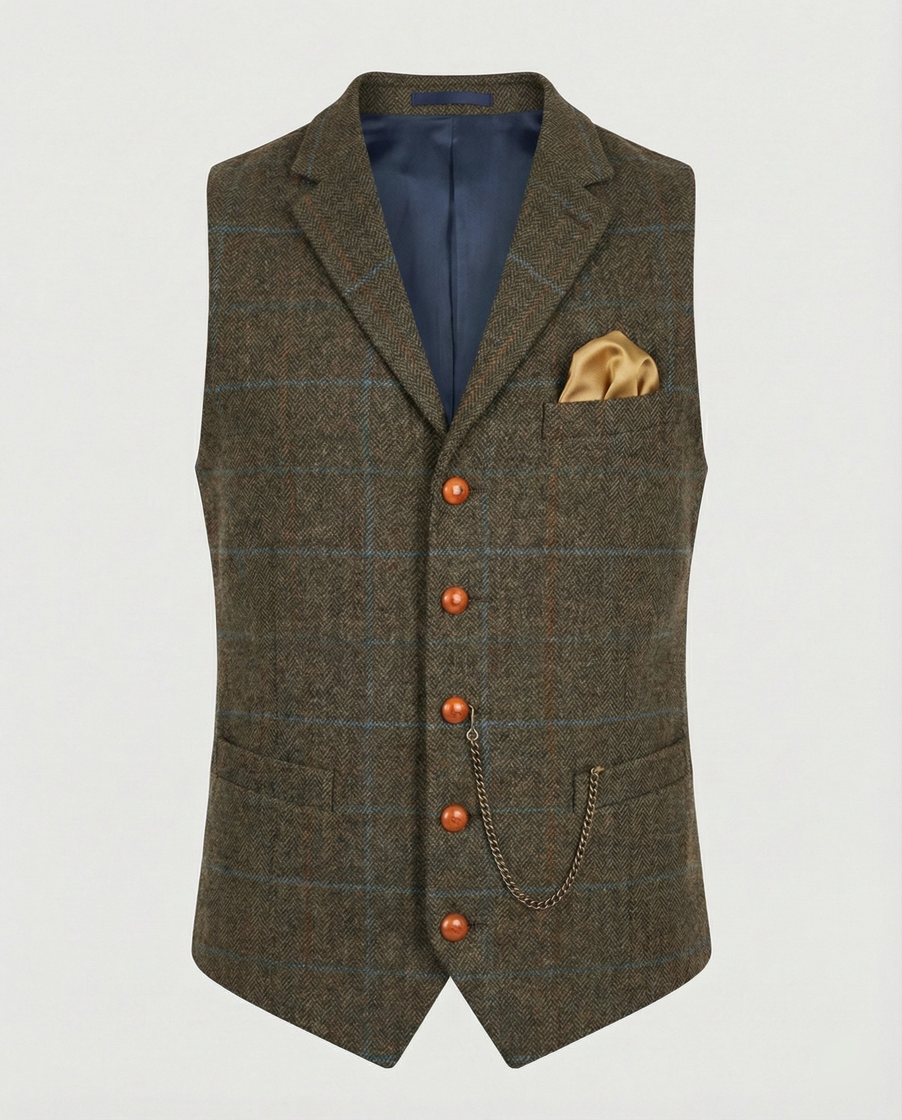 Stylish men’s waistcoat with a herringbone pattern and chain - J&B; - 8 - London-stylehouse.com