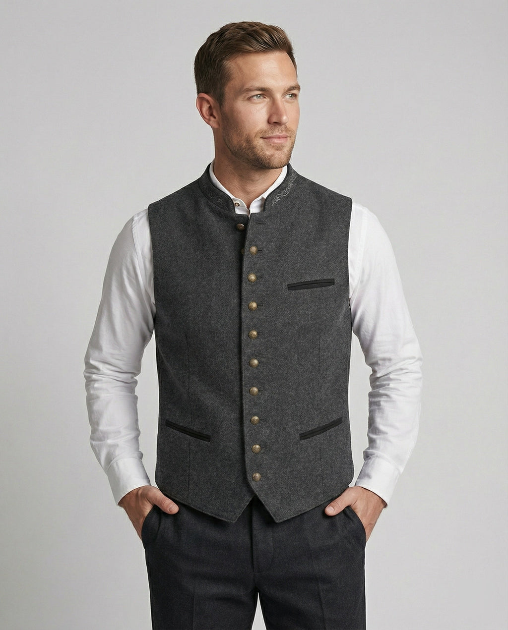 Traditional-style men’s waistcoat with a fitted cut - J&B; - 1 - London-stylehouse.com