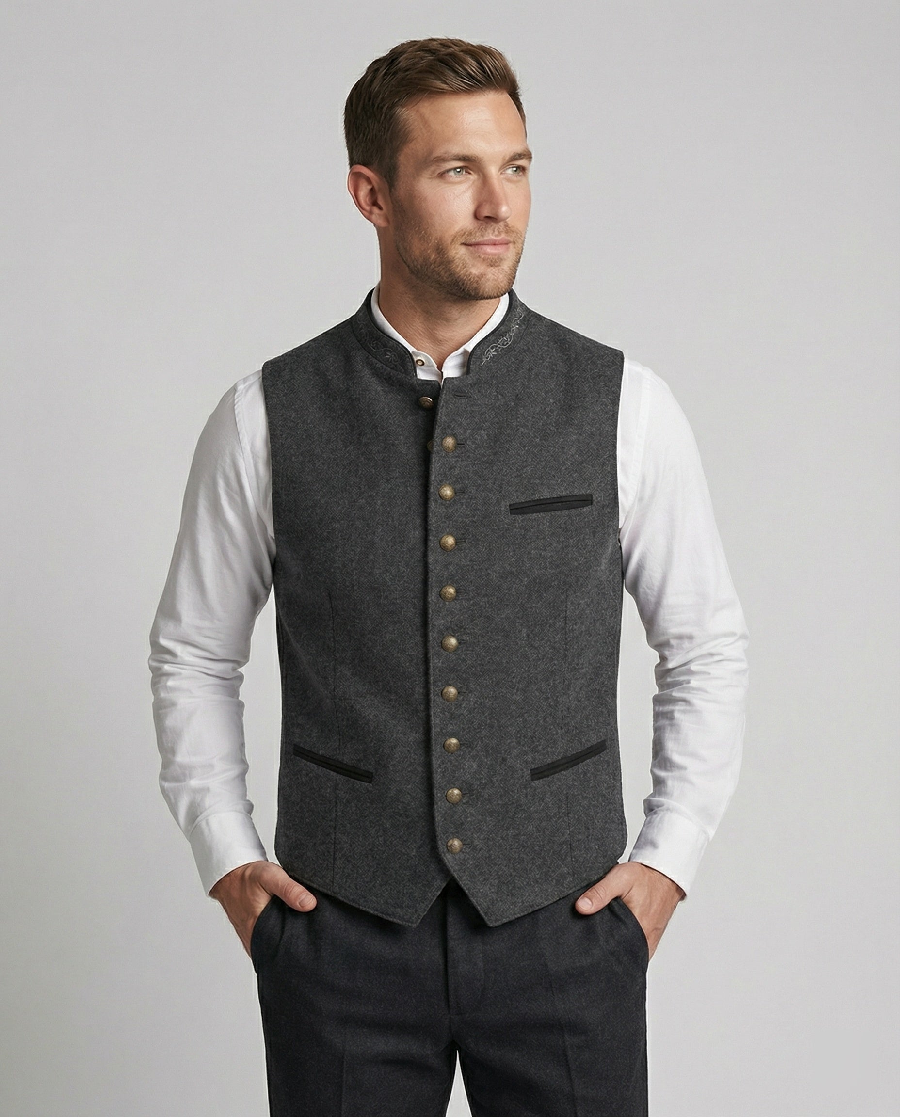 Traditional-style men’s waistcoat with a fitted cut - J&B; - 1 - London-stylehouse.com